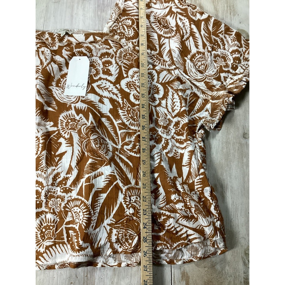 New With Tags Golden Floral Shirt 100% Cotton Women's 4x Boho Hippie - Picture 5 of 8